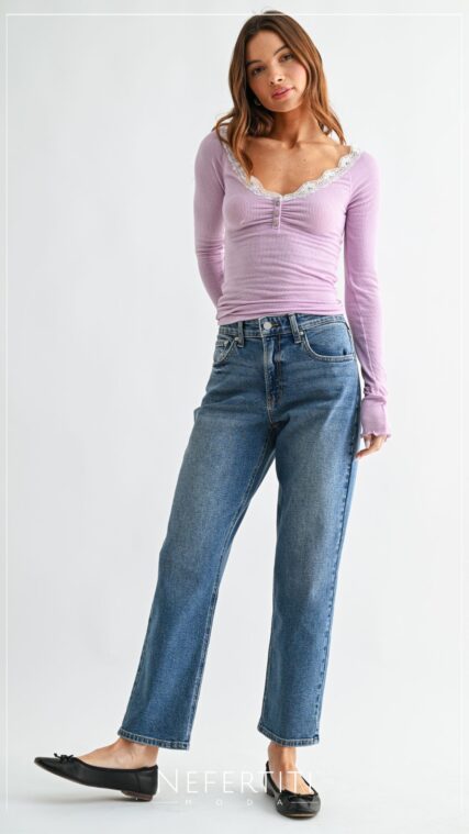 Pantalon Mezclilla Boyfriend Azul Medio PL5337