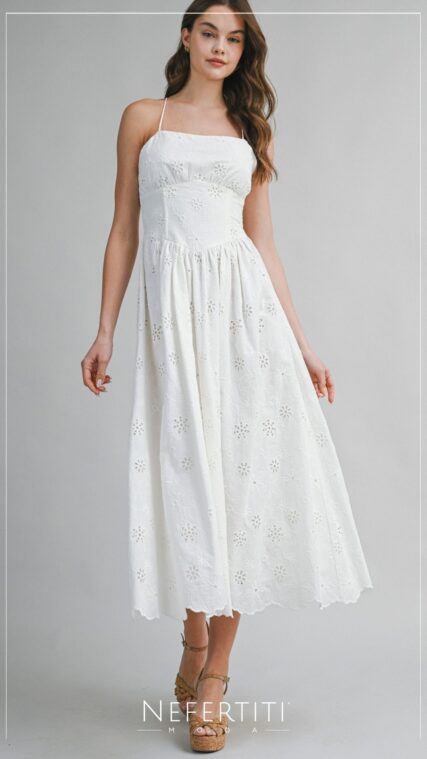 Vestido maxi tirante librete Blanco D7467