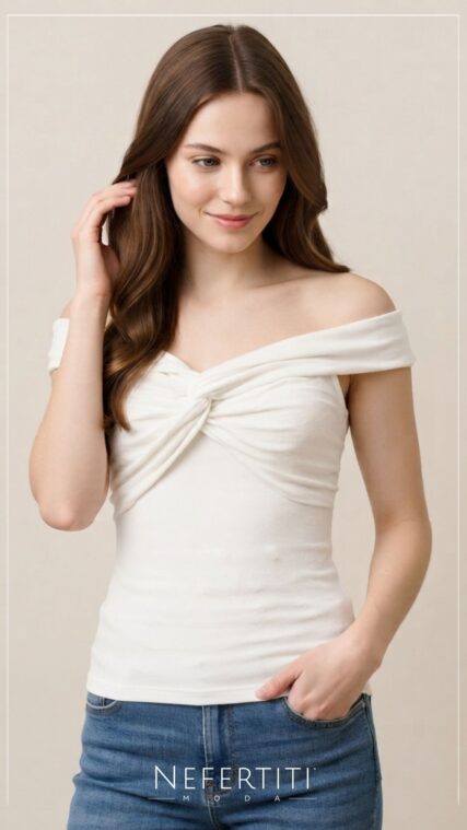 BLusa nudo sin mangas Marfil T17023