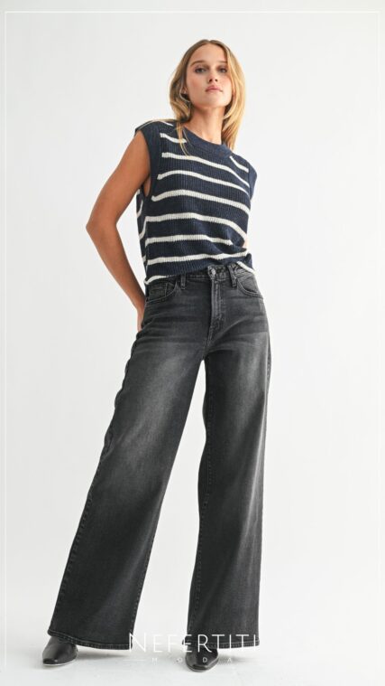 Pantalon ultra wide Negro Gastado PL5443