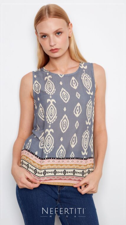 Blusa con guarda sin manga Celeste Blanco T17222