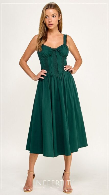 Vestido midi tipo corse Verde Esmeralda D7634