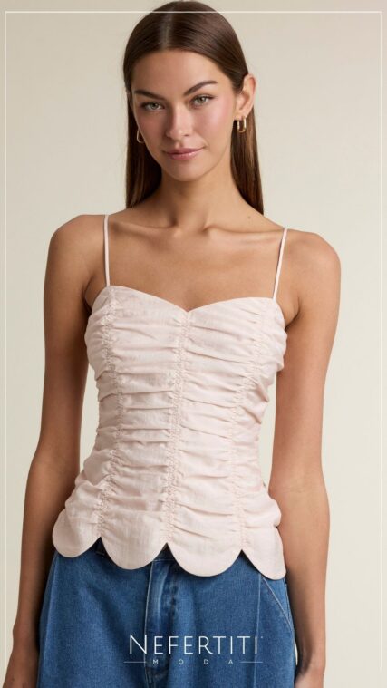 Blusa tirante drapeado Rosa Pastel T17339