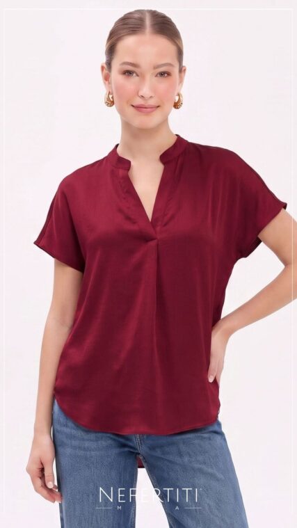 Blusa cuello V textura Rojo Vino T17481