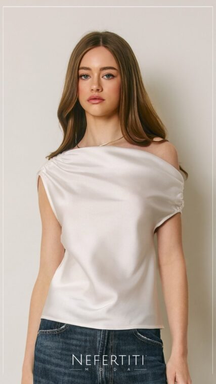 Blusa asimetrica off shoulder Blanco T17411
