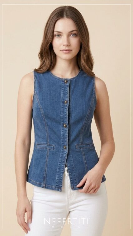 Blusa botones mezclilla Azul Oscuro T16218
