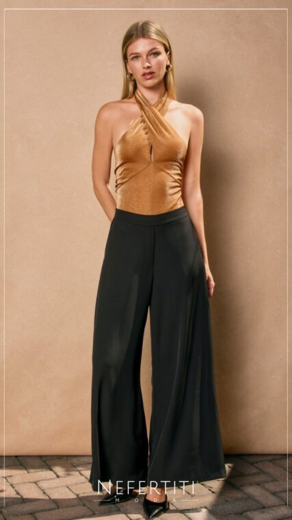 Pantalon largo ancho Negro PL5371